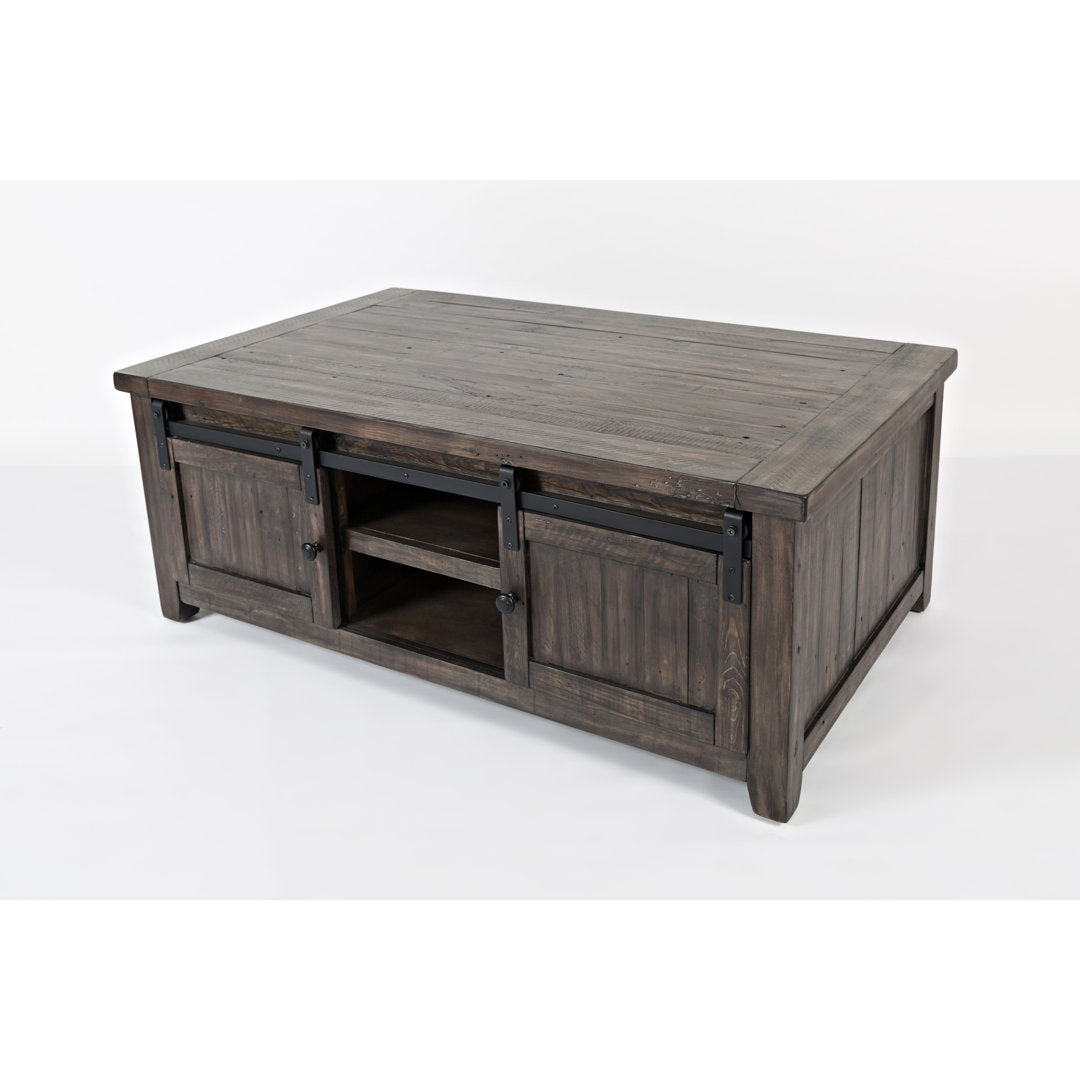 Solid Wood Coffee Table with Storage Sand & Stable™ Table Base Color: Brown