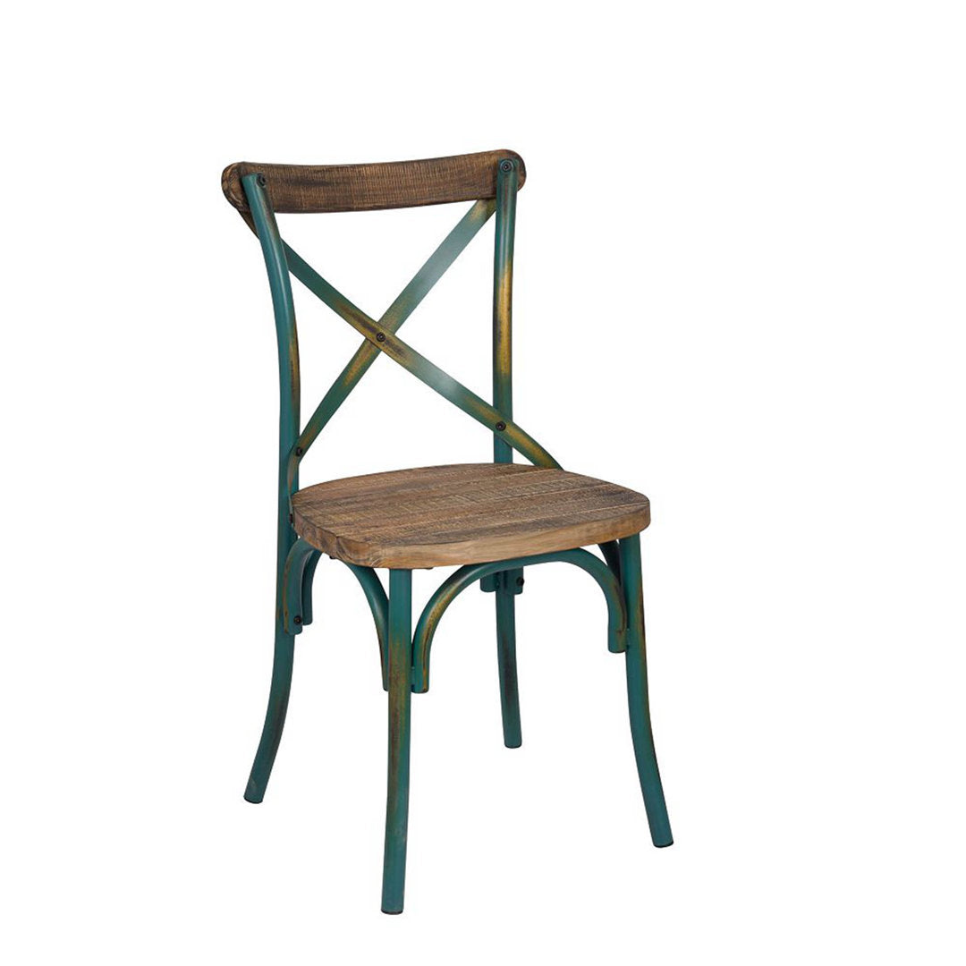Adelaide Cross Back Side Chair Steelside™ Frame Color: Antique Turquoise