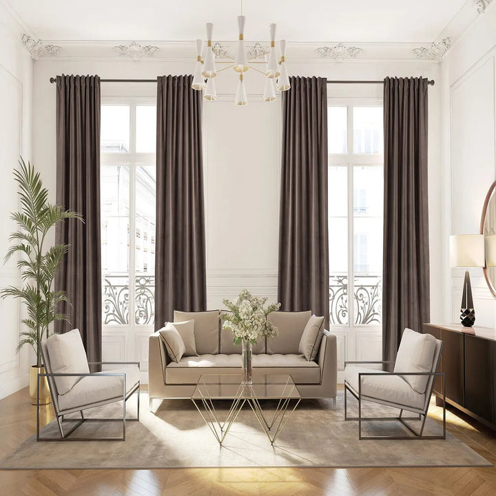 Matte Velvet Extra wide x Extra Long Custom Made Decorative Single Panel Lilijan Home & Curtain Curtain Color: 23 Brown Size per Panel: 100" W x 240" L