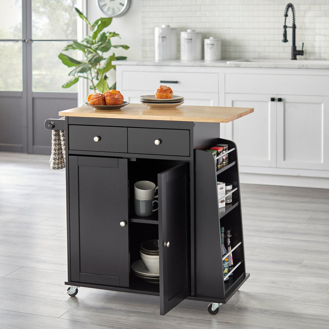 Ferraro Kitchen Cart Alcott Hill® Base Finish: Black
