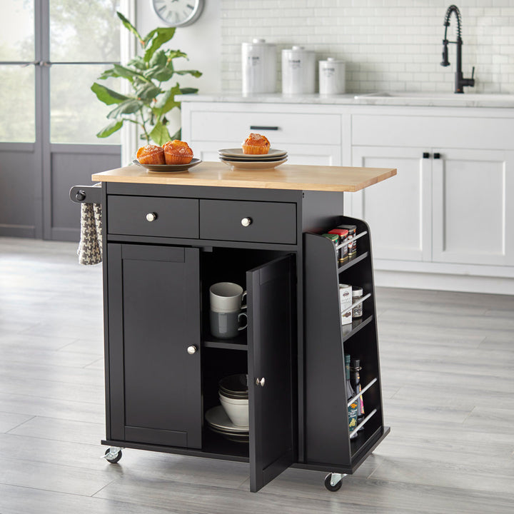 Ferraro Kitchen Cart Alcott Hill® Base Finish: Black