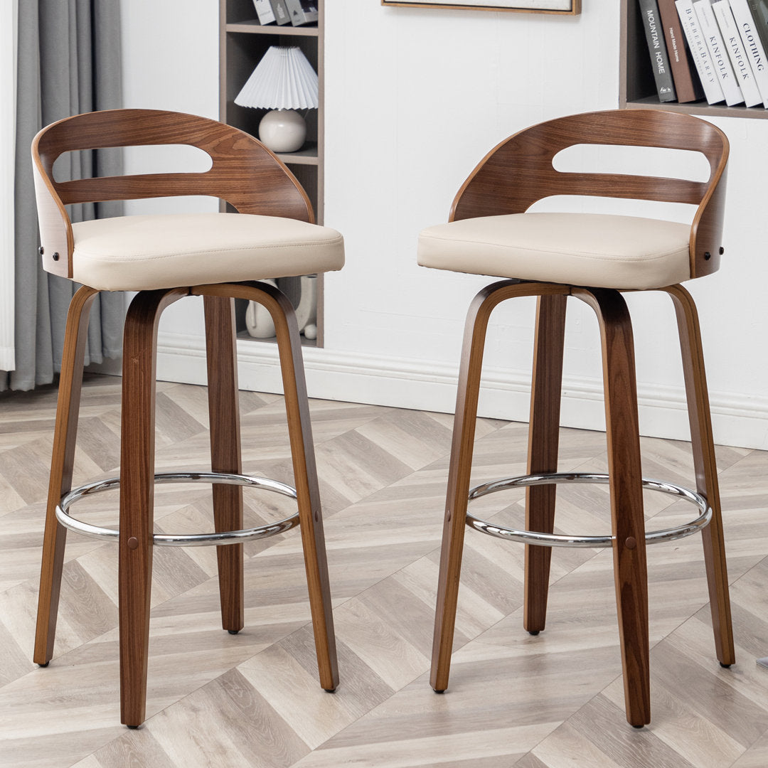 Mahtab Swivel Counter & Bar Stool (Set of 2) Corrigan Studio® Seat Height: Bar Stool = 29.92” Seat Height, Upholstery: Beige Faux Leather