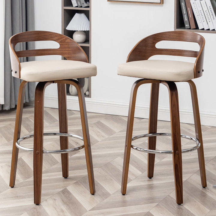 Mahtab Swivel Counter & Bar Stool (Set of 2) Corrigan Studio® Seat Height: Bar Stool = 29.92” Seat Height, Upholstery: Beige Faux Leather