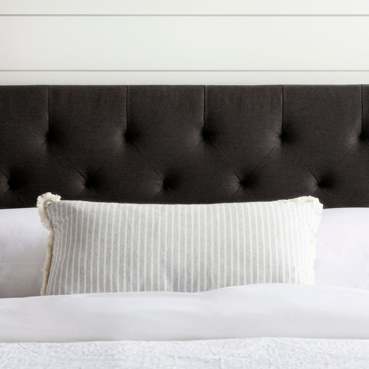 Aijha Upholstered Panel Headboard Lark Manor™ Color: Black Twill Size: Twin