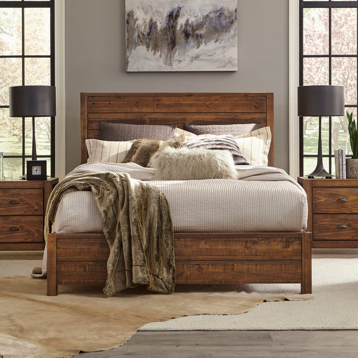 Montauk Solid Wood Bed Grain Wood Furniture Color: Rustic Walnut Size: Full