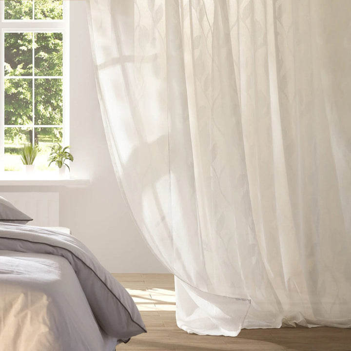 Faux Linen Sheer Curtains for Bedroom, Living Room Curtains for Large Window Single Panel Drape Winston Porter Size per Panel: 50" W x 84" L