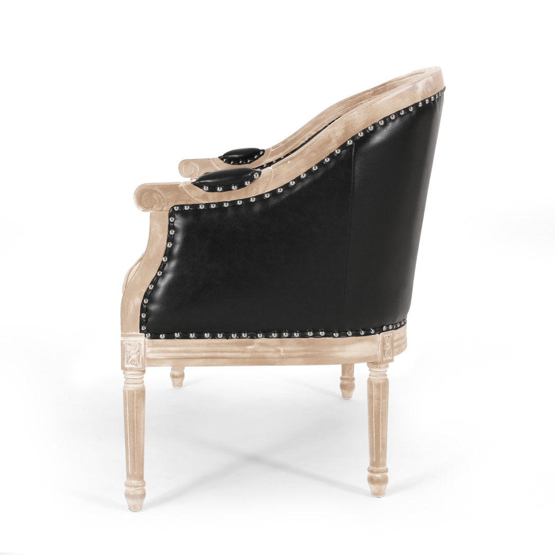 Atenea 49.5'' Upholstered & Birch Wood Loveseat August Grove® Upholstery Color: Midnight Black