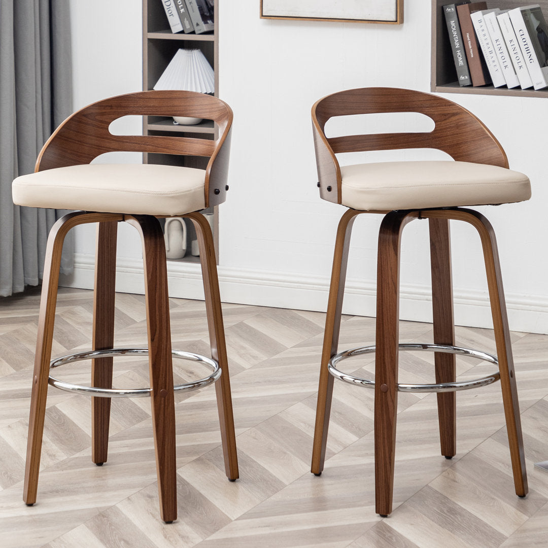 Mahtab Swivel Counter & Bar Stool (Set of 2) Corrigan Studio® Seat Height: Bar Stool = 29.92” Seat Height, Upholstery: Beige Faux Leather