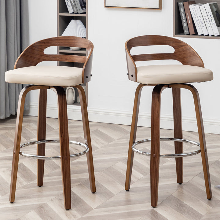 Mahtab Swivel Counter & Bar Stool (Set of 2) Corrigan Studio® Seat Height: Bar Stool = 29.92” Seat Height, Upholstery: Beige Faux Leather