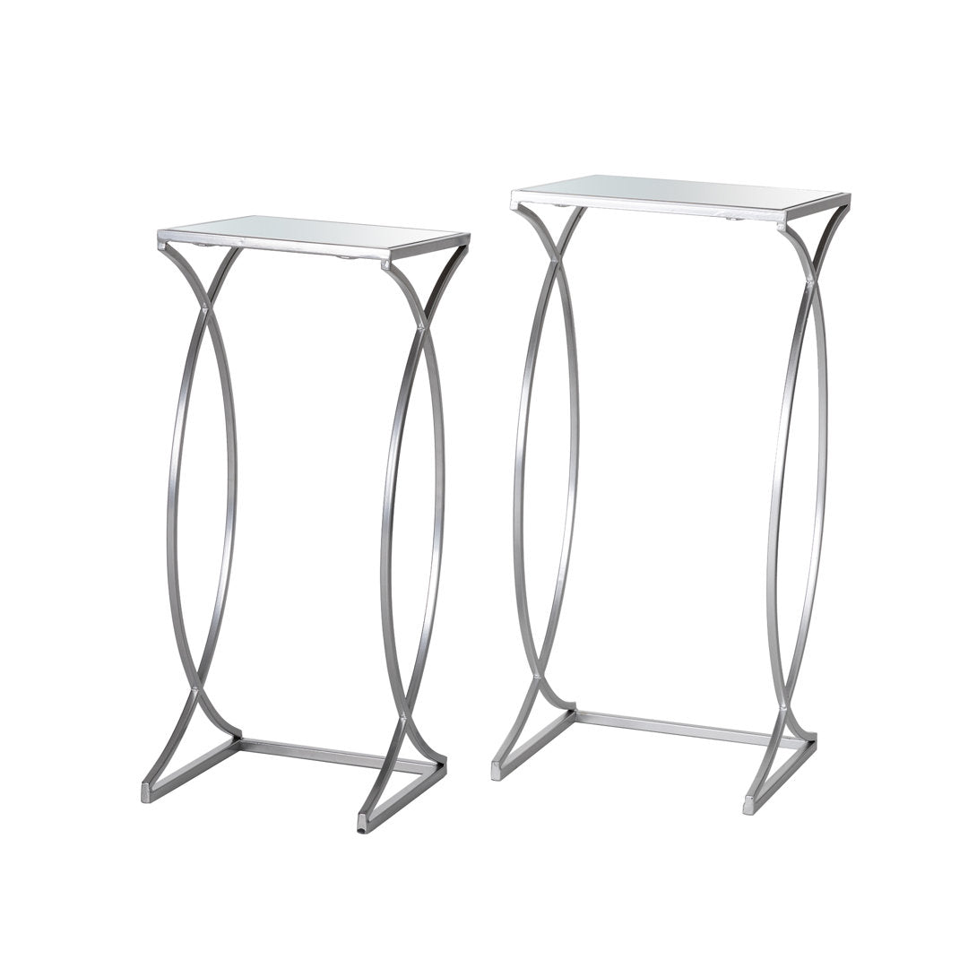 Loquette Glass Sled Nesting Tables Etta Avenue™ Table Base Color: Silver