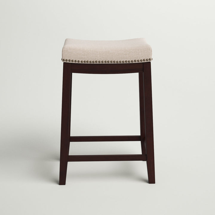 Arlyce Counter & Bar Solid Wood Backless Stool with Upholstered Seat Lark Manor™ Seat Height: Counter Stool (26.5" Seat Height)