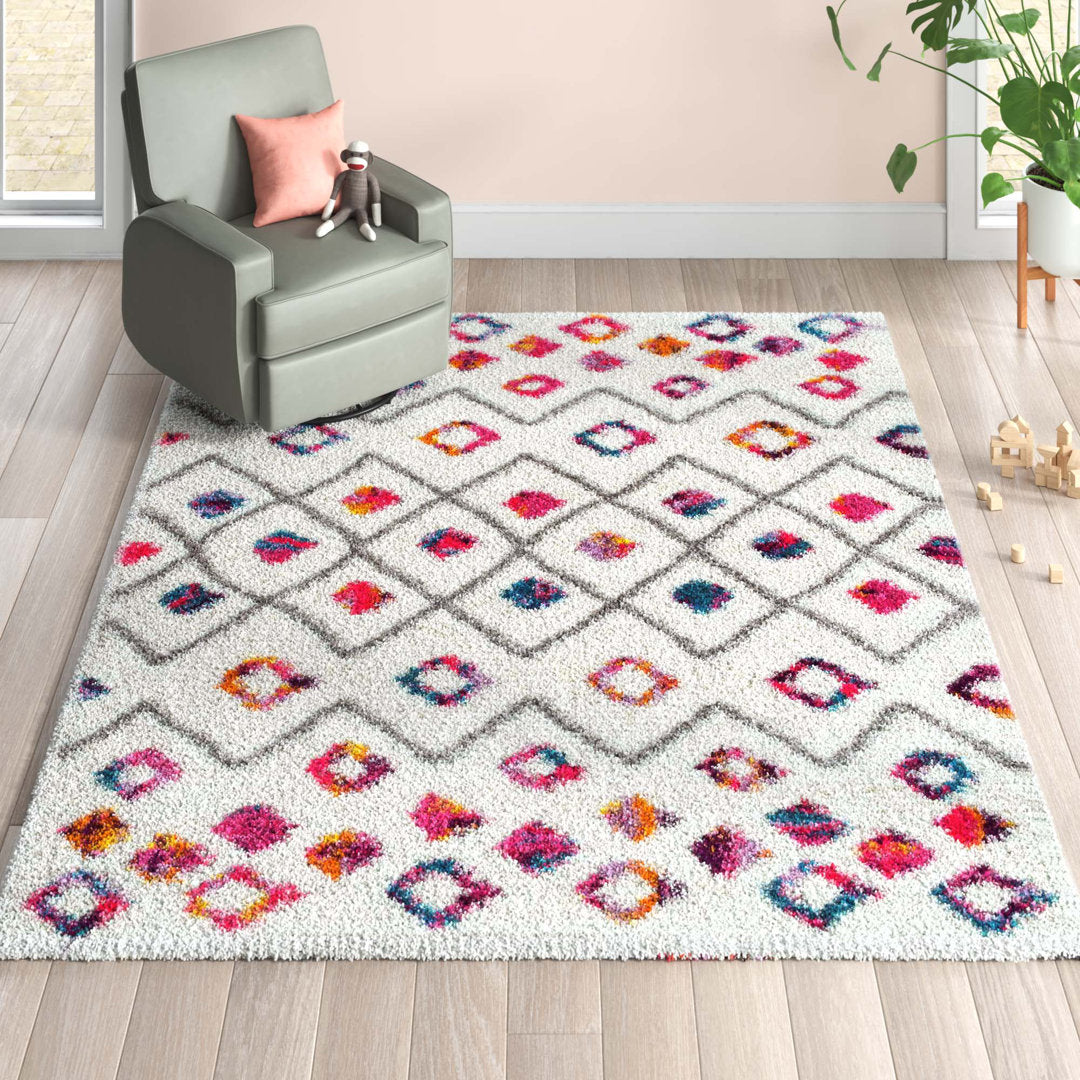Abramson Bohemian Diamond Trellis Shag Pink/Ivory Rug Mack & Milo™ Rug Size: Rectangle 5'3" x 7'6"