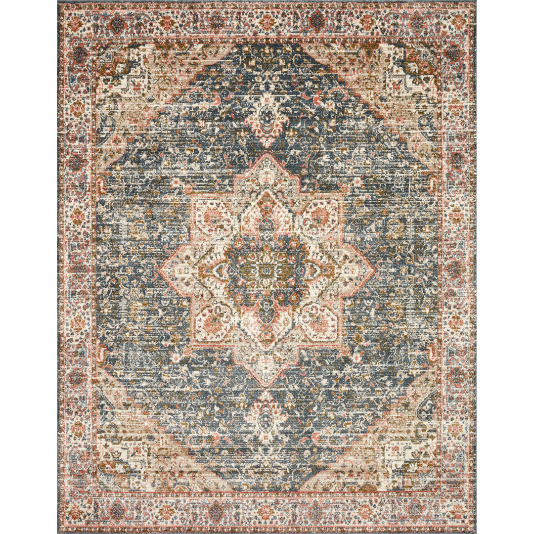 Worchester Oriental Navy/Red Area Rug Bungalow Rose Rug Size: Rectangle 2'7" x 4'