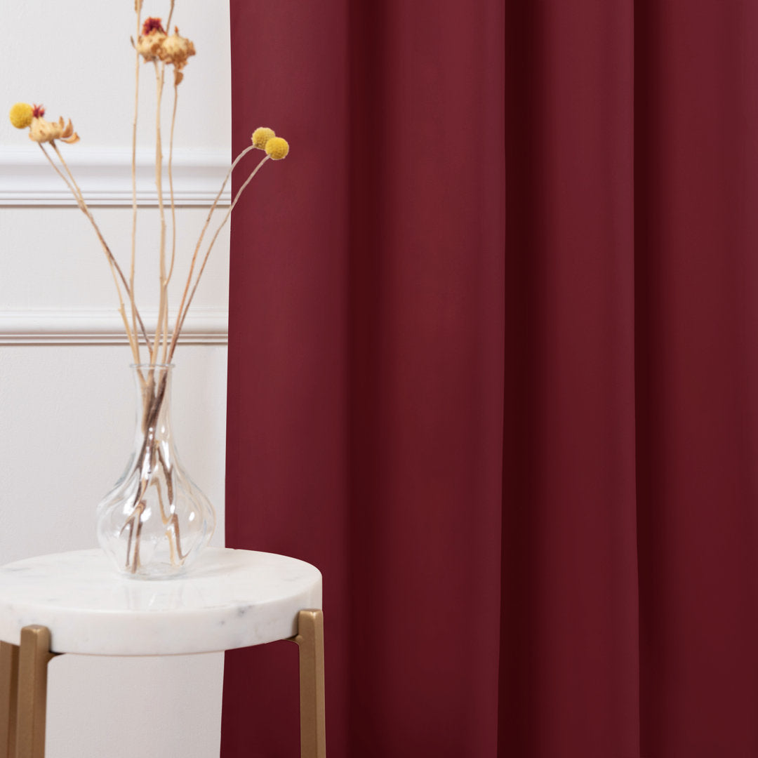 Bantam Solid Blackout Thermal Rod Pocket Curtain Panels (Set of 2) Ebern Designs Curtain Color: Burgundy Size per Panel: 52" W x 84" L