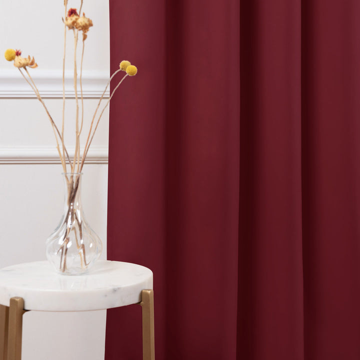 Bantam Solid Blackout Thermal Rod Pocket Curtain Panels (Set of 2) Ebern Designs Curtain Color: Burgundy Size per Panel: 52" W x 84" L
