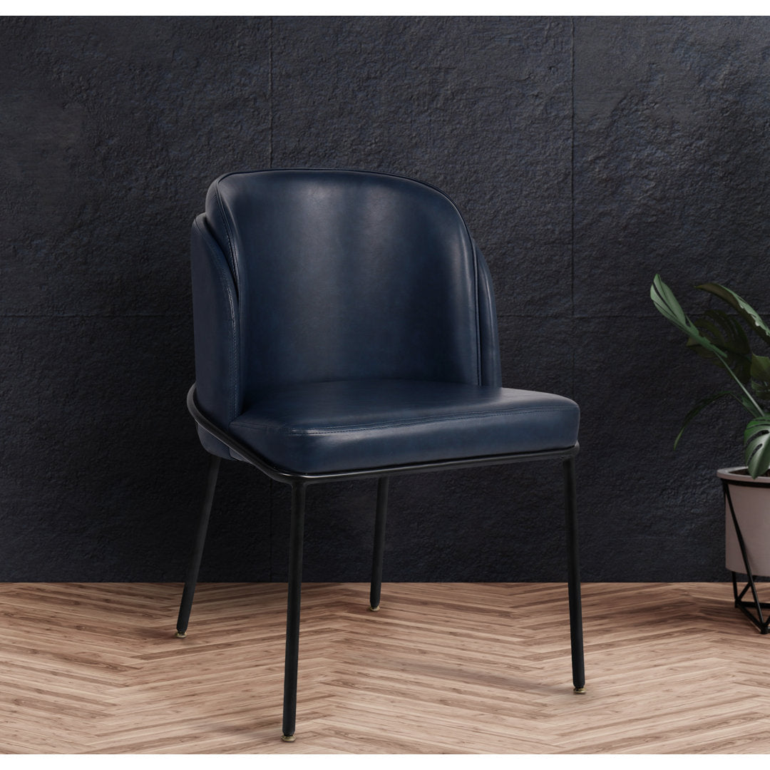 Philpott Faux Leather Dining Chair, Set Of 2 (Set of 2) Trent Austin Design® Upholstery Color: Navy