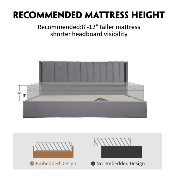 Daizia Lift Up Storage Platform Bed with Wingback Headboard Latitude Run® Color: Gray Size: King
