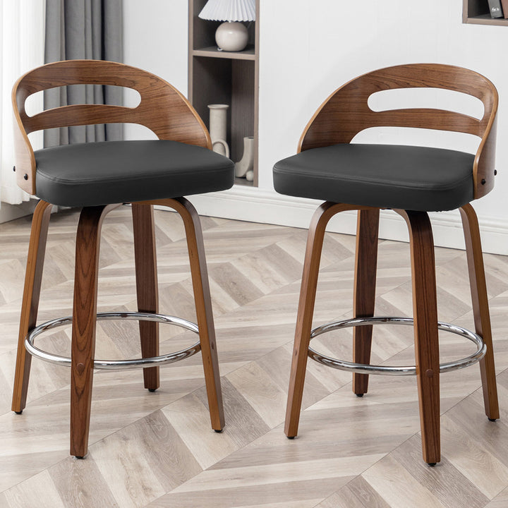 Mahtab Swivel Counter & Bar Stool (Set of 2) Corrigan Studio® Seat Height: Counter Stool = 25.59” Seat Height, Upholstery: Black Faux Leather