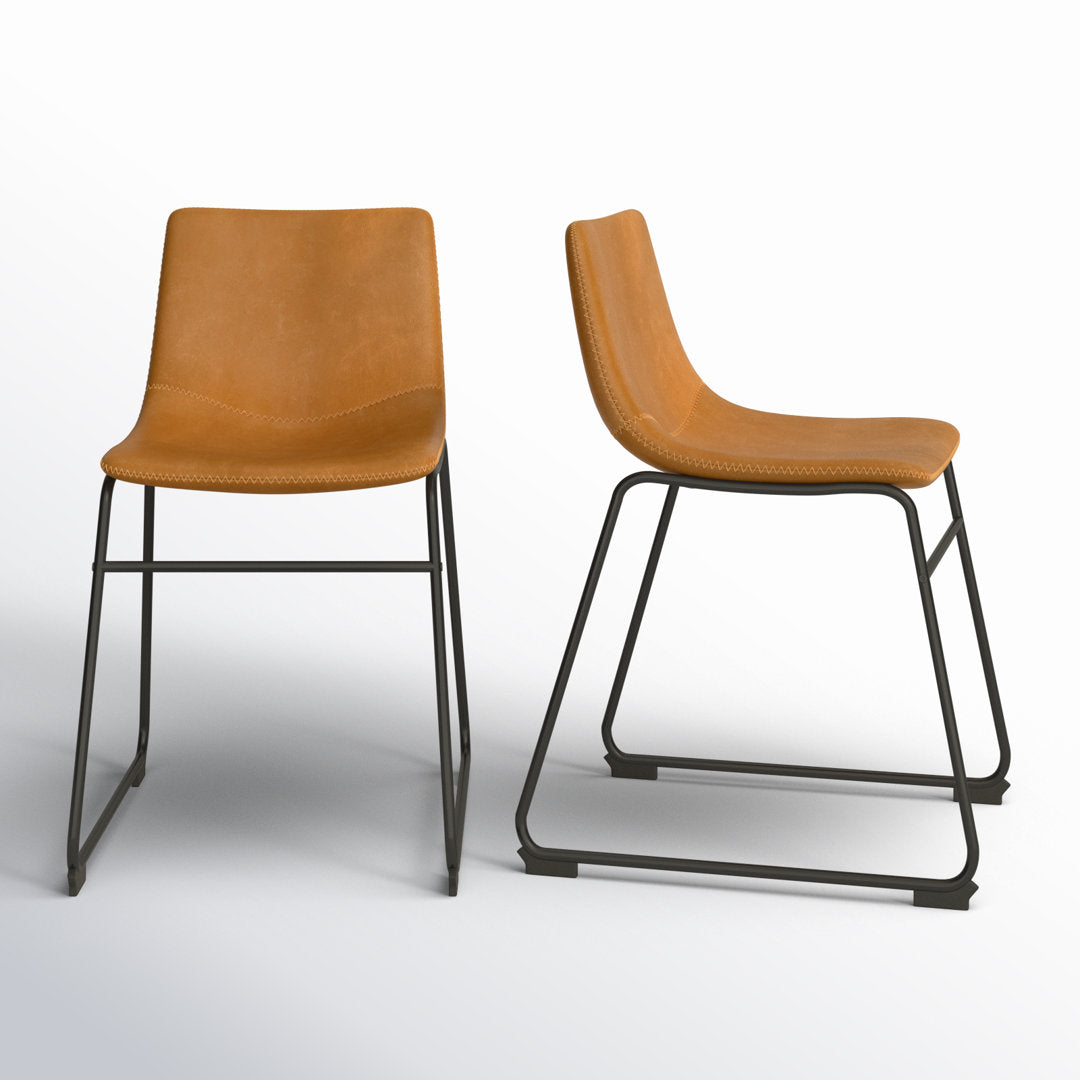 Nia Vegan Leather Side Chair (Set of 2) AllModern Upholstery Color: Light Brown, Frame Color: Black