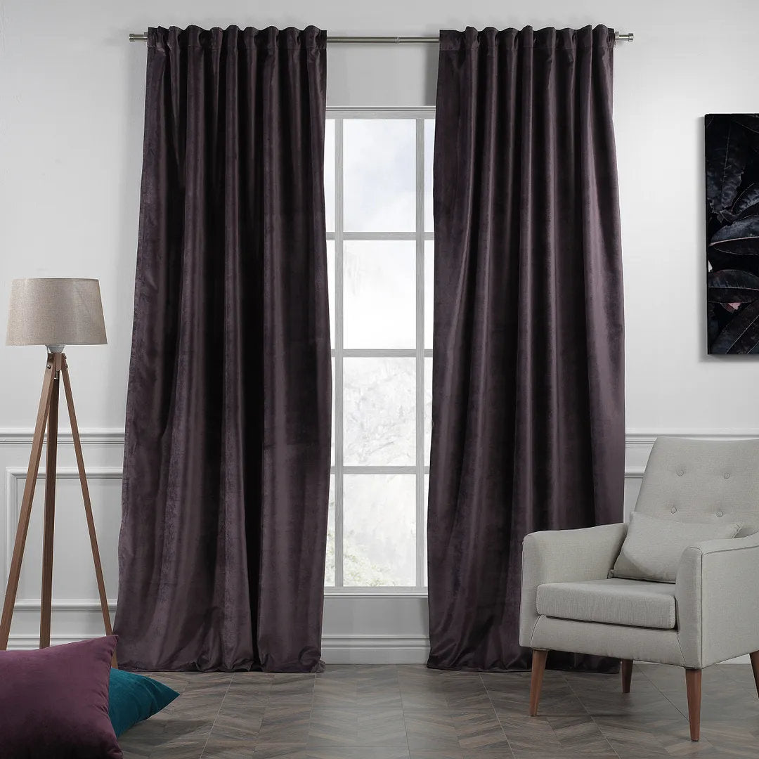 Matte Velvet Extra wide x Extra Long Custom Made Decorative Single Panel Lilijan Home & Curtain Curtain Color: 25 Dark Byzantium Size per Panel: 100" W x 300" L