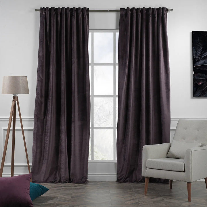 Matte Velvet Extra wide x Extra Long Custom Made Decorative Single Panel Lilijan Home & Curtain Curtain Color: 25 Dark Byzantium Size per Panel: 100" W x 300" L