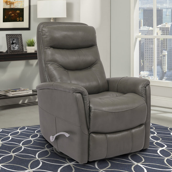 30" Top Grain Leather Manual Swivel Glider Recliner with Flared Arms Red Barrel Studio® Upholstery Color: Ice Genuine Leather
