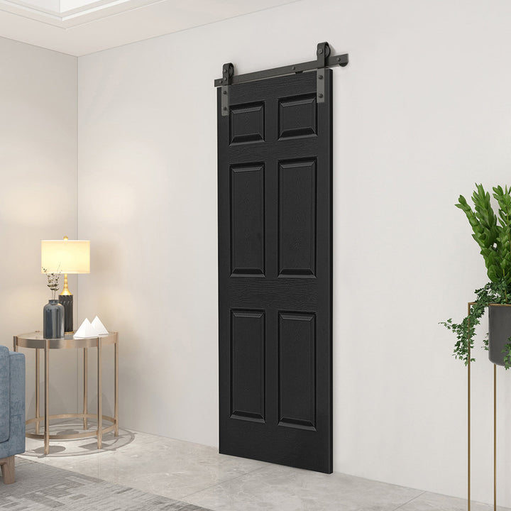Paneled MDF Composite Bifold Barn Door with Installation Hardware Kit Calhome Size: 24" x 80" Finish: Black