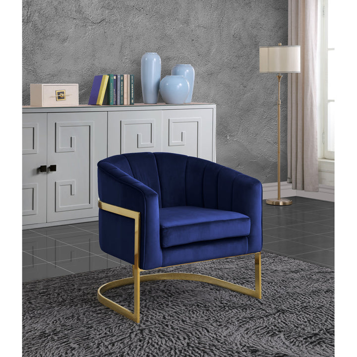 Barnicle 30" Wide Velvet Barrel Chair Everly Quinn Body Fabric: Navy Velvet