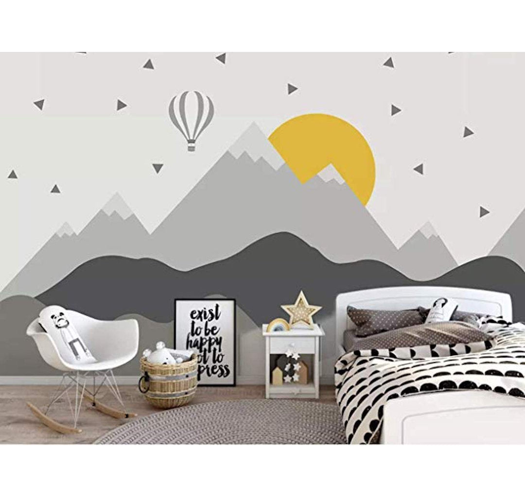 Aitken Peel And Stick Hot Air Balloon Kids Mountain Wallpaper Redwood Rover Size: 4" W x 72" L