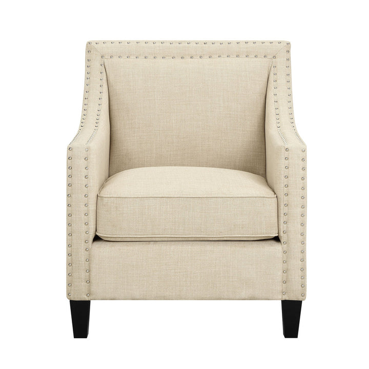 Hilga Erica Accent Armchair With Chrome Nailhead Trim Winston Porter Fabric: Beige Polyester Blend
