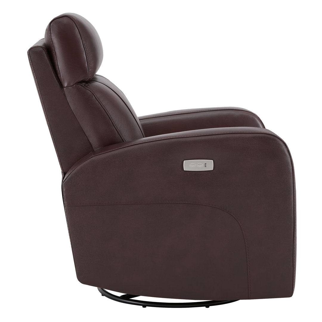 Arrianna-Fiona Genuine Leather Swivel Power Recliner Wade Logan® Upholstery Color: Burgundy