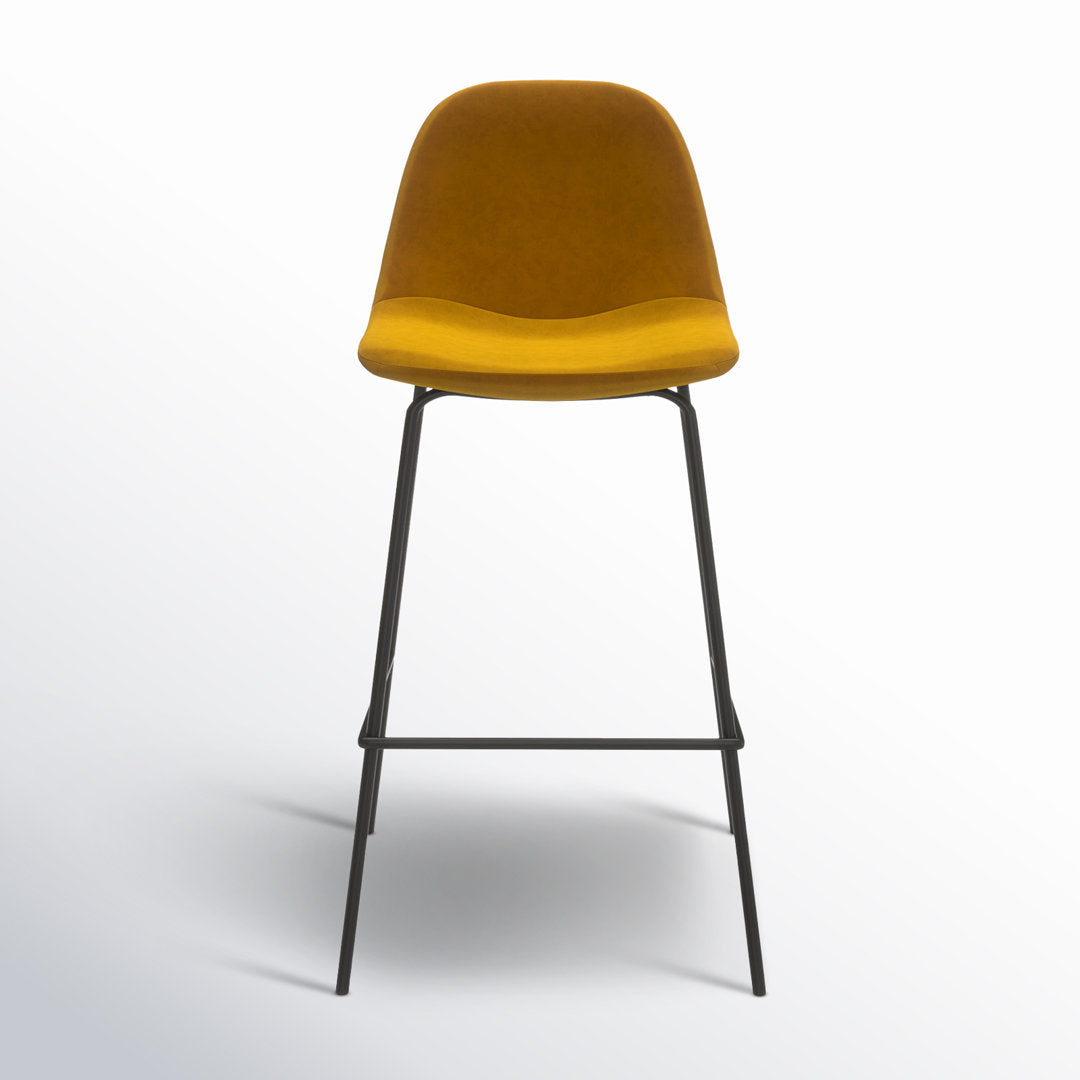 Kody Upholstered Bar & Counter Stool (Set of 2) AllModern Color: Bella Gold Performance Velvet Seat Height: Counter Stool (23.5" Seat Height)