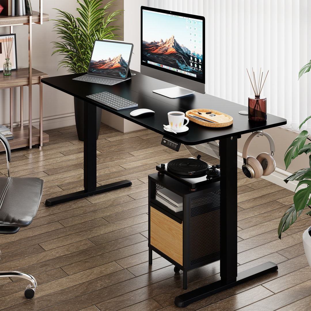 Gilman Electric Adjustable Height Standing Desk The Twillery Co.® Color (Top/Frame): Black/Black Size: 27.5" H x 55" W x 24" D