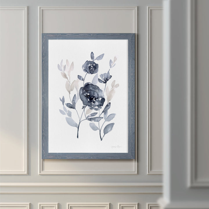 'Peonies In Gray II' - Picture Frame Print on Glass Winston Porter Size: 28" H x 38" W x 1.25" D Format: Framed Gray Canvas