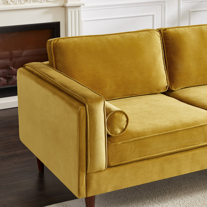 Isaak 105" Wide Symmetrical Corner Etta Avenue™ Fabric: Yellow Velvet