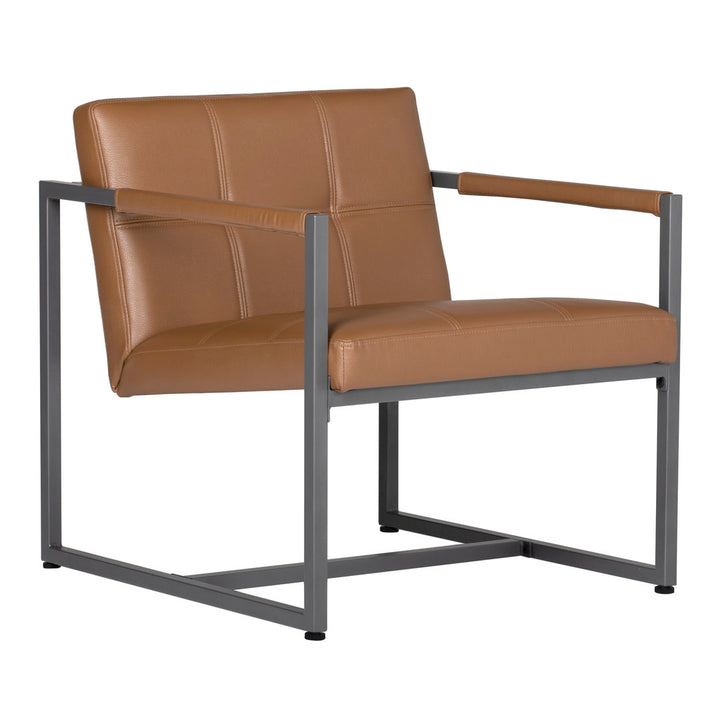 Holbeach 27.5" Wide Tufted Armchair Ivy Bronx Fabric: Caramel Faux Leather