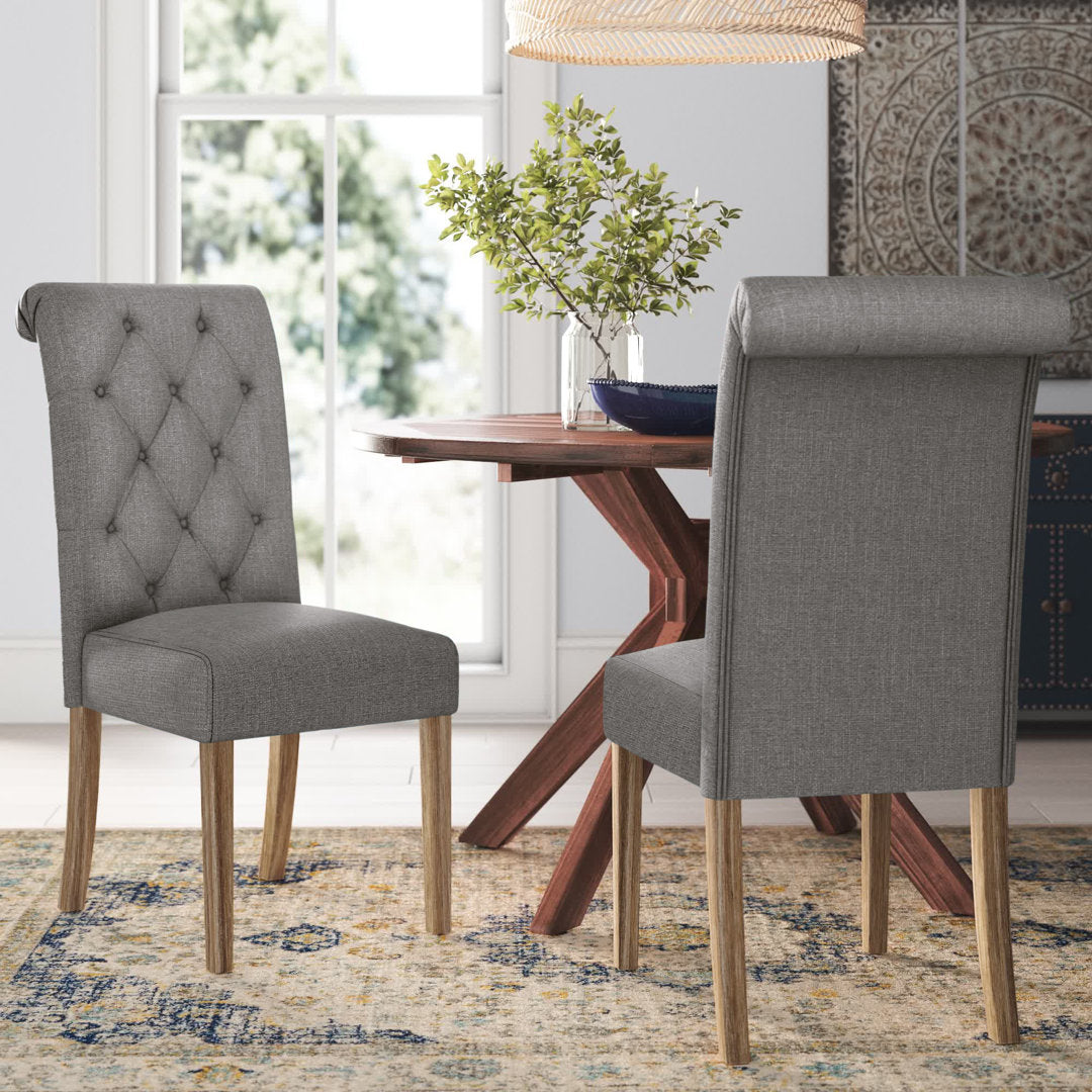 Charlotte Tufted Upholstered Parsons Chair (Set of 2) Red Barrel Studio® Upholstery Color: Charcoal