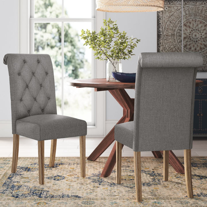 Charlotte Tufted Upholstered Parsons Chair (Set of 2) Red Barrel Studio® Upholstery Color: Charcoal