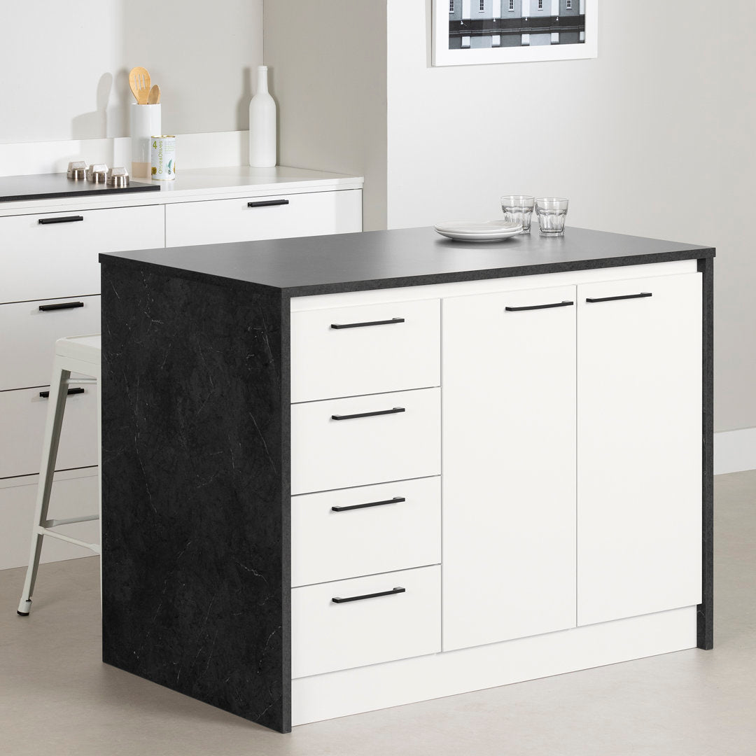 Myro 47.25'' Wide Kitchen Island South Shore Base Finish: Black