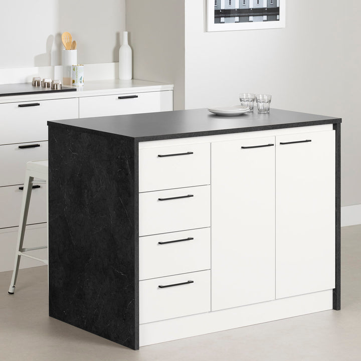 Myro 47.25'' Wide Kitchen Island South Shore Base Finish: Black