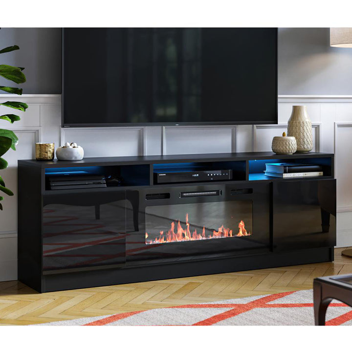 Anirudh TV Stand for TVs up to 70" with Electric Fireplace Included Ivy Bronx Color: Black