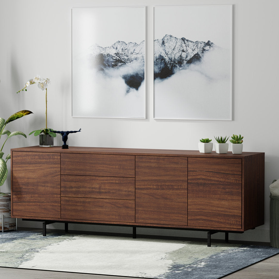 Anirvin TV Stand for TVs up to 88" Wade Logan® Color: Walnut/Black