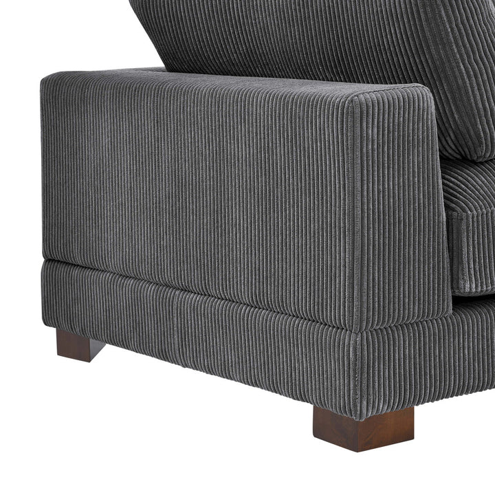 Andreco 144" Wide Reversible Modular Corner Sectional with Ottoman Wade Logan® Body Fabric: Gray Corduroy
