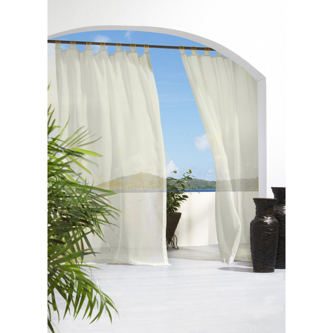 Hottinger Solid Sheer Outdoor Tab Top Single Curtain Panel Winston Porter Curtain Color: Ivory Size per Panel: 54" W x 96" L
