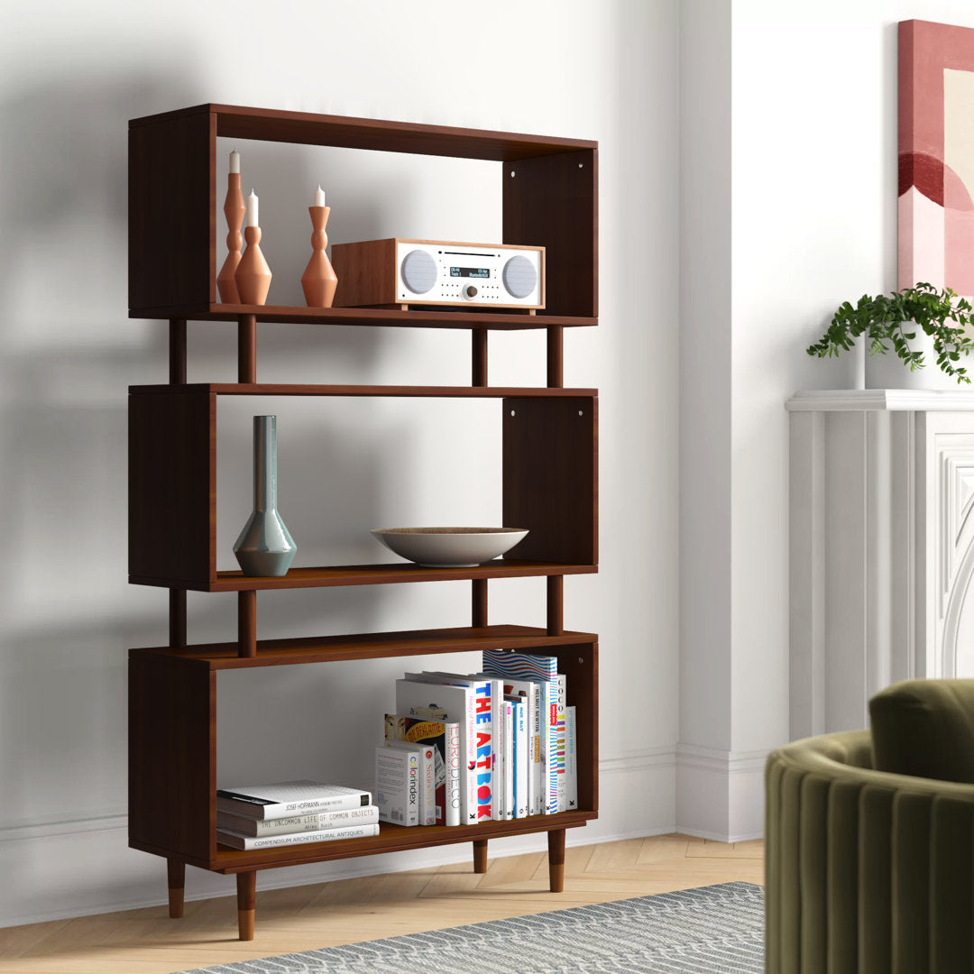 Camylle Standard Bookcase Everly Quinn Color: Walnut/Gold