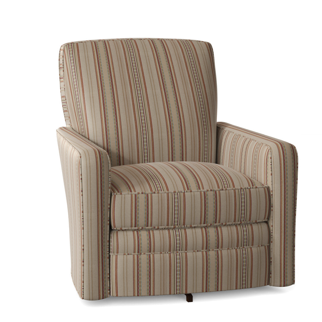 Idana 32" Wide Swivel Armchair Birch Lane™ Arm Covers: Yes, Body Fabric: Forzando 26 Sand Stripe