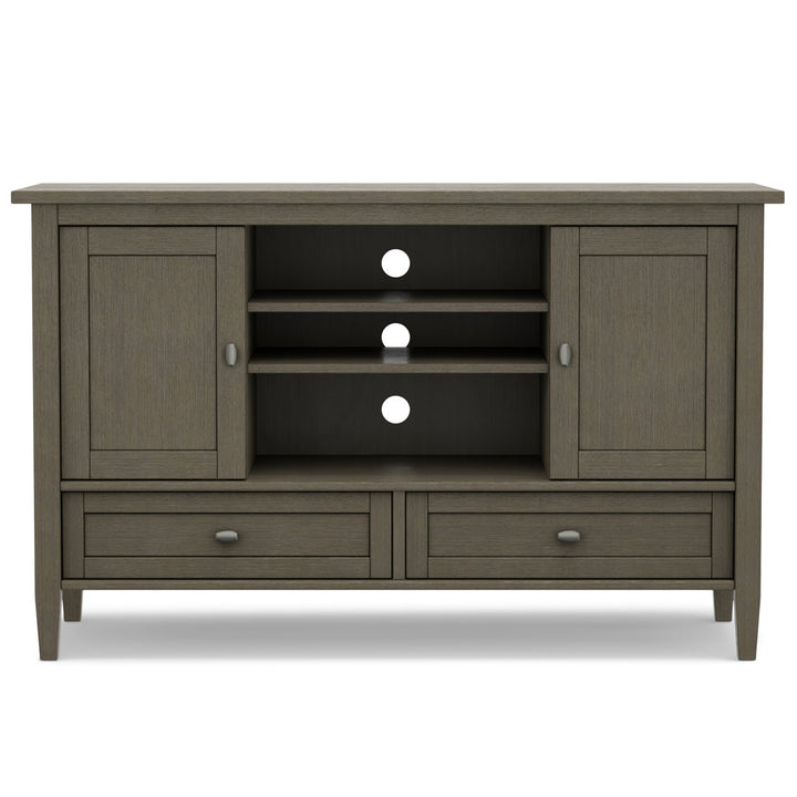 Warm Shaker SOLID WOOD TV Media Stand iFor TVs up to 50 inches Simpli Home Color: Farmhouse Gray