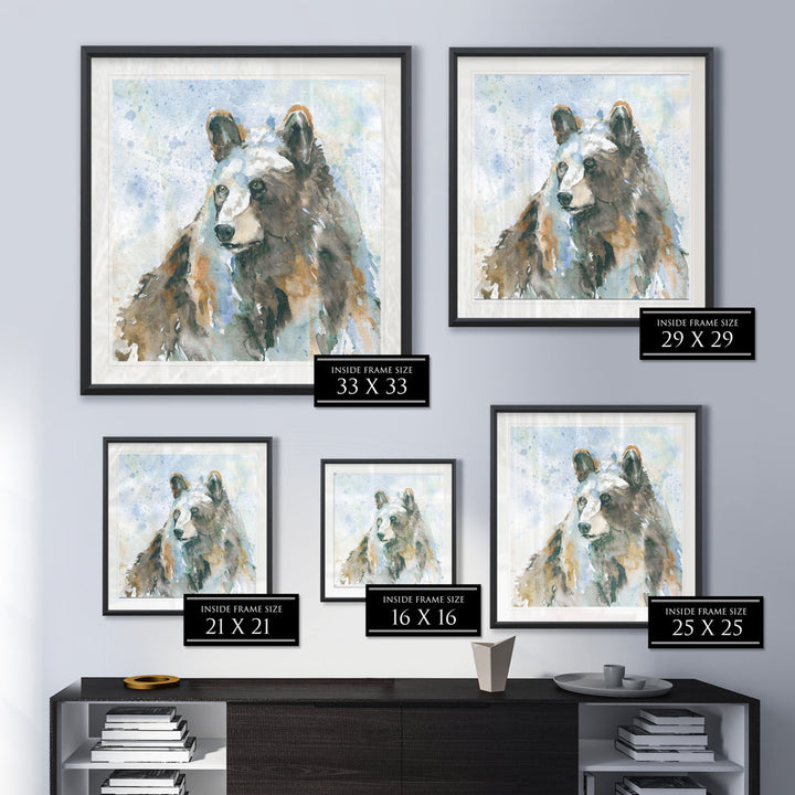 Black Bear on Blue -Picture Frame Print on Paper Union Rustic Size: 26.5" H x 26.5" W x 1.5" D