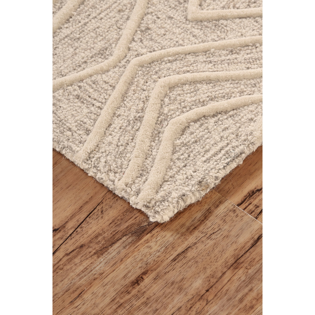 Cunningham Geometric Handmade Tufted Wool Ivory/Beige Area Rug George Oliver Rug Size: Rectangle 9'6" x 13'6"