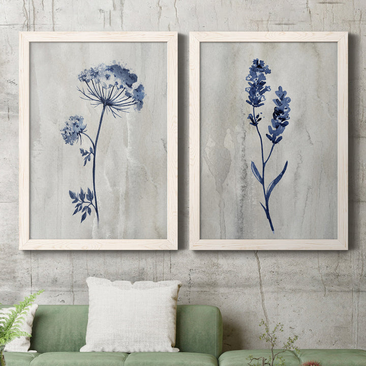 Indigo Botanical I - 2 Piece Graphic Art Print Set Laurel Foundry Modern Farmhouse® Mat Color: No Mat Size: 37.5" H x 55" W x 1.5" D Format: White Framed Canvas